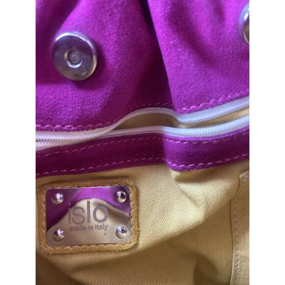 Isabella Lorusso Pink Suede Bag w/yellow Piping Transparent Chain & Cube Accents - Picture 6 of 11